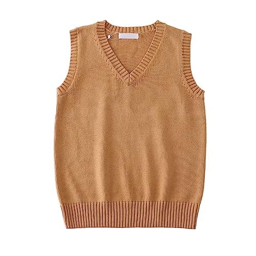 Jinghuiyue Women's Solid Color V-Neck Knit Vest