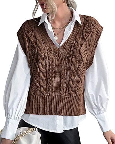 Lueluoye Women's V-Neck Sleeveless Knit Sweater Vest