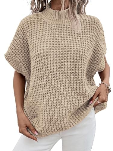 Women's Pink Mock Neck Batwing Sweater for a Relaxed Fit