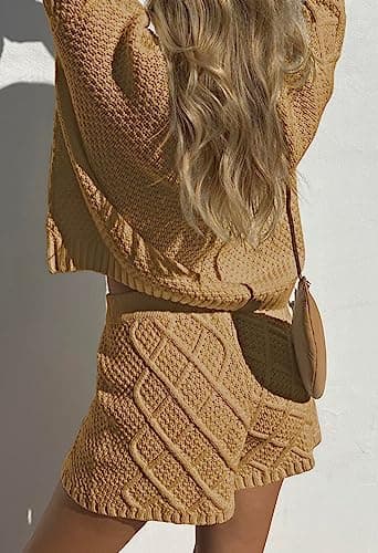 Women's Khaki 2 Piece Lounge Sweater Set