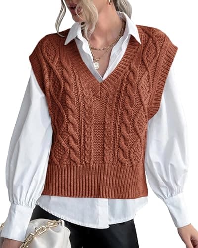Lueluoye Women's V-Neck Sleeveless Knit Sweater Vest