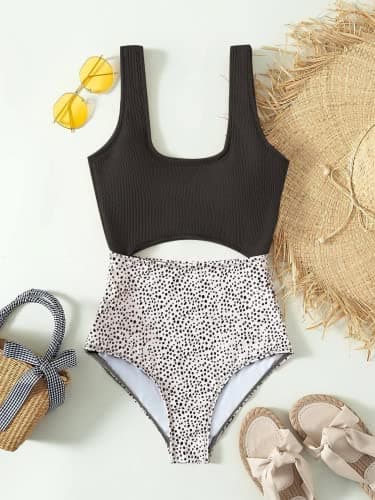 Floerns Women's High Waisted Cut Out Monokini One Piece Swimsuit