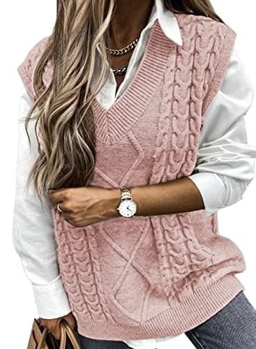 Oversized Women's V-Neck Sleeveless Sweater Vest