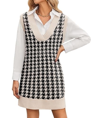 Zeagoo Women's Oversized V Neck Sweater Vest Dress