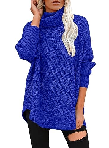 DOROSE Women's Oversized Turtleneck Long Sleeve Knit Tunic Sweater