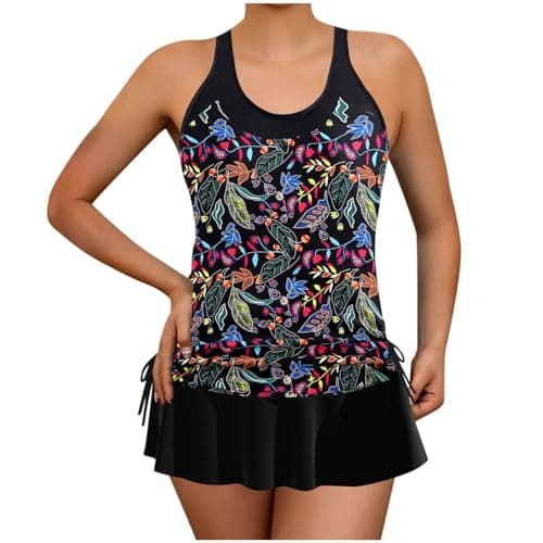 Cethrio Plus Size Striped Tankini Swimsuit