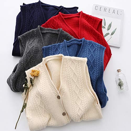 Minibee Women's Casual Sleeveless V-Neck Cardigan with Pockets