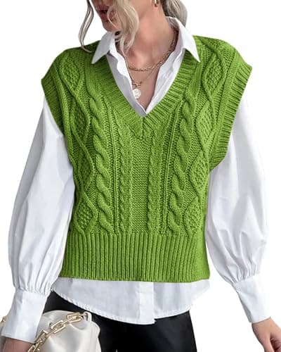 Lueluoye Women's V-Neck Sleeveless Knit Sweater Vest