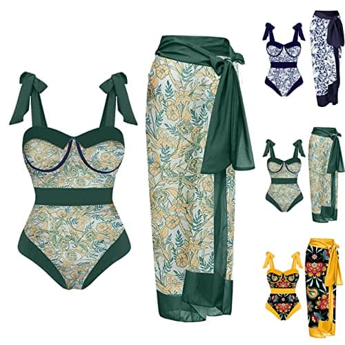 Plus Size Pretty Print Tankini Swimsuit for Women