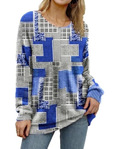 YESNO Women's Oversized Christmas Sweater with Graphic Print Casual Loose Knit Top S01