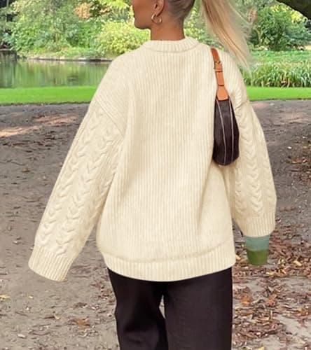 Okiwam Women's Oversized Chunky Knitted Long Sleeve Pullover