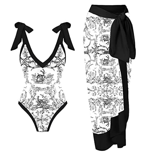 ZDRZK Retro Floral High Cut Push-Up Bikini Set with Matching Cover-Up