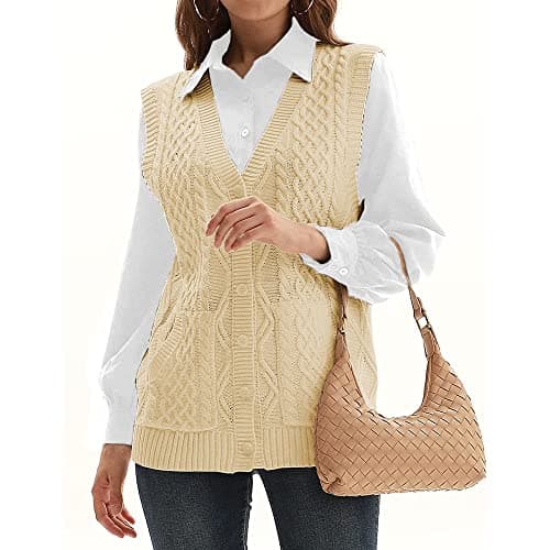 NIUBIA Women's V-Neck Knit Cardigan Sweater with Pocket