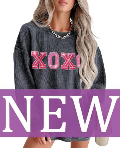SELINK Women's Oversized Corduroy Sweatshirt Casual Long Sleeve Pullover Tops