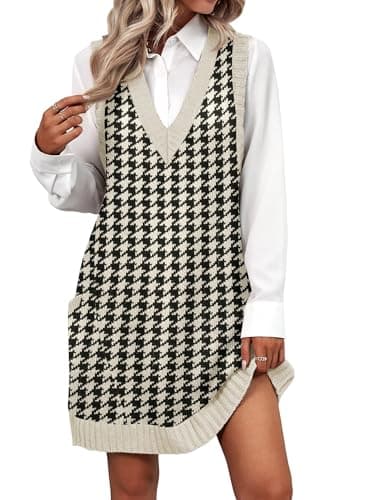 Zeagoo Women's V-Neck Knitted Sweater Dress with Pockets