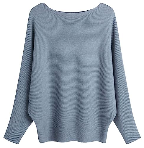 FULIER Women Oversized Batwing Sleeve Knitted Sweater Top