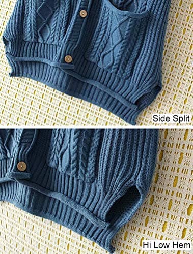 FTCayanz Women's Cable Knit Button Down Sweater Vest Outwear