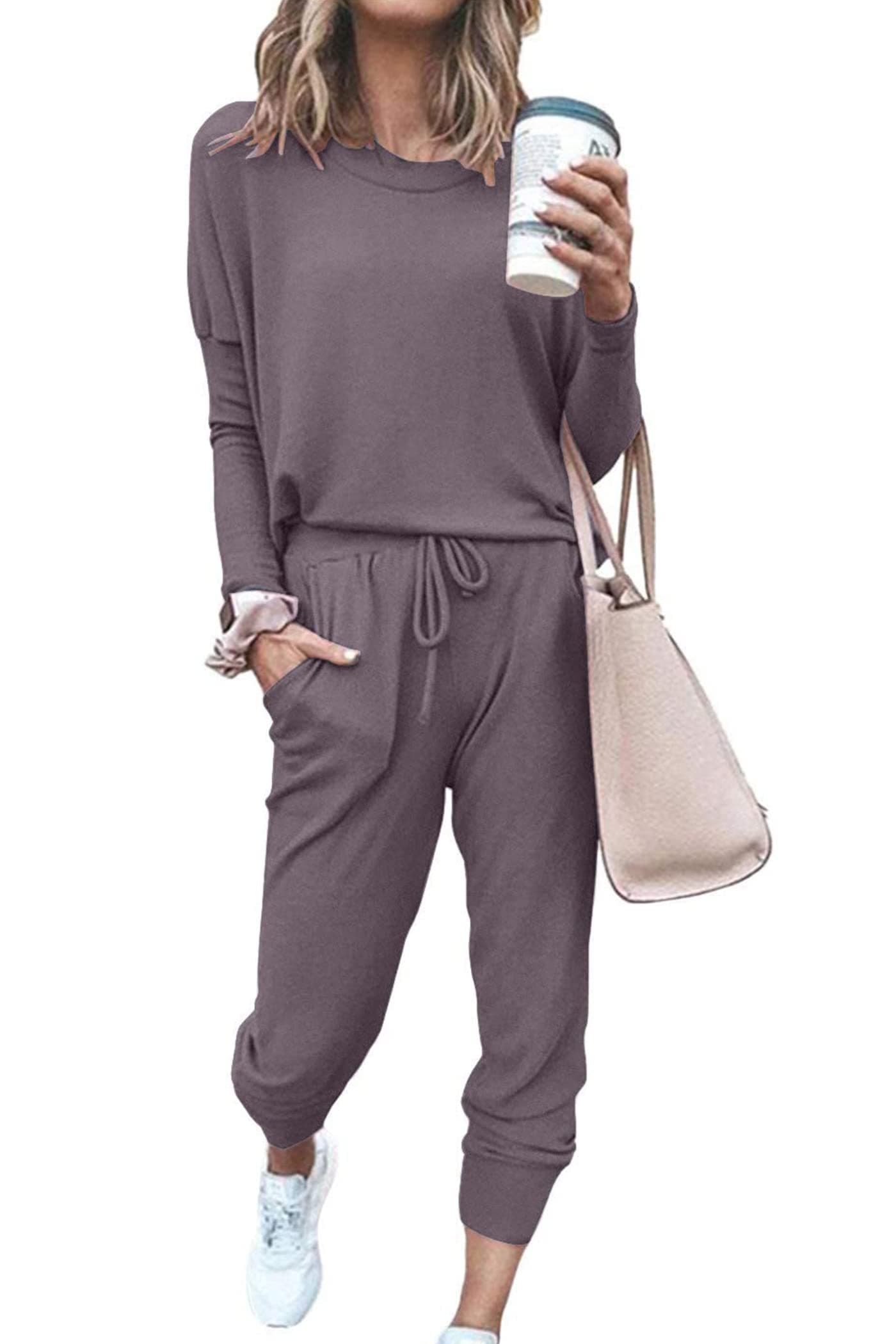 PRETTYGARDEN Women's Crewneck Pullover & High Waisted Pants Set
