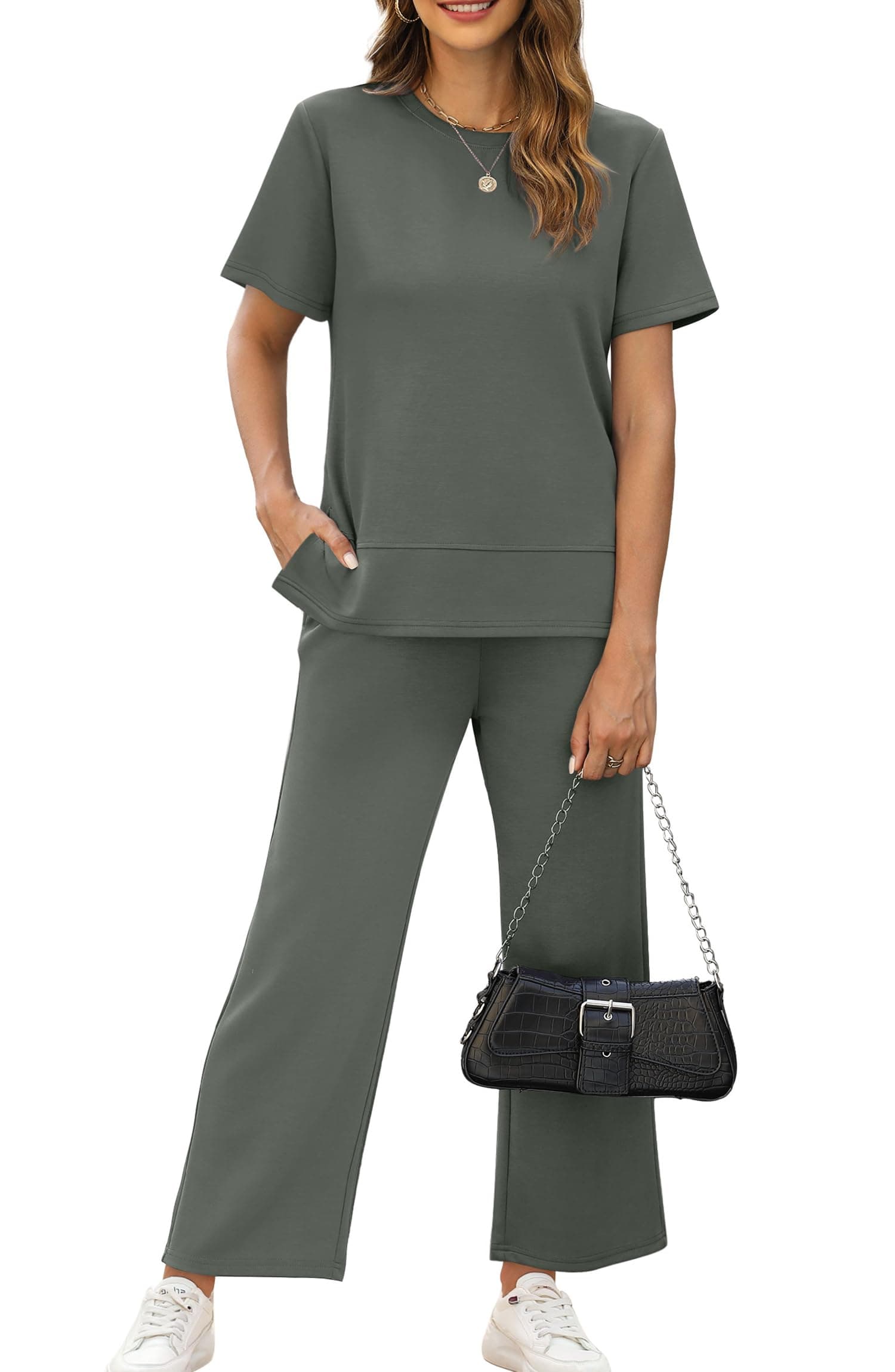XIEERDUO Women's Comfortable 2-Piece Travel Outfit for Vacation and Airport Lounges S-3XL