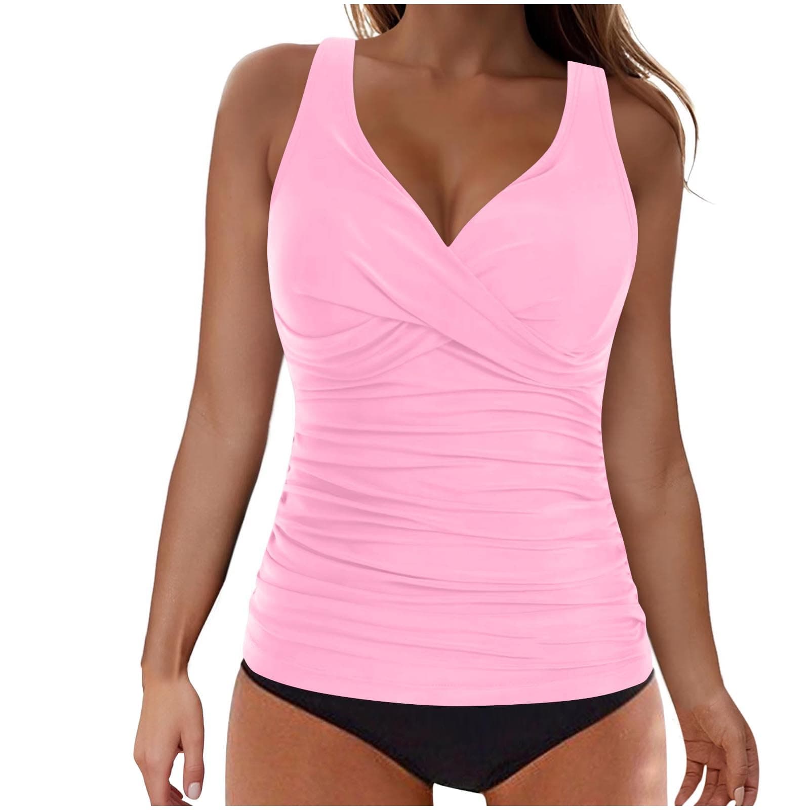Cethrio Women's Modest Ruched Tankini Swimsuits