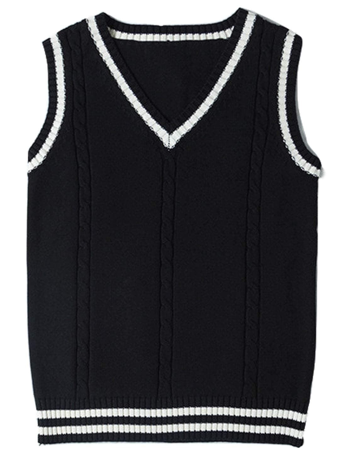 Gihuo Women's V-Neck Knitted School Uniform Tops