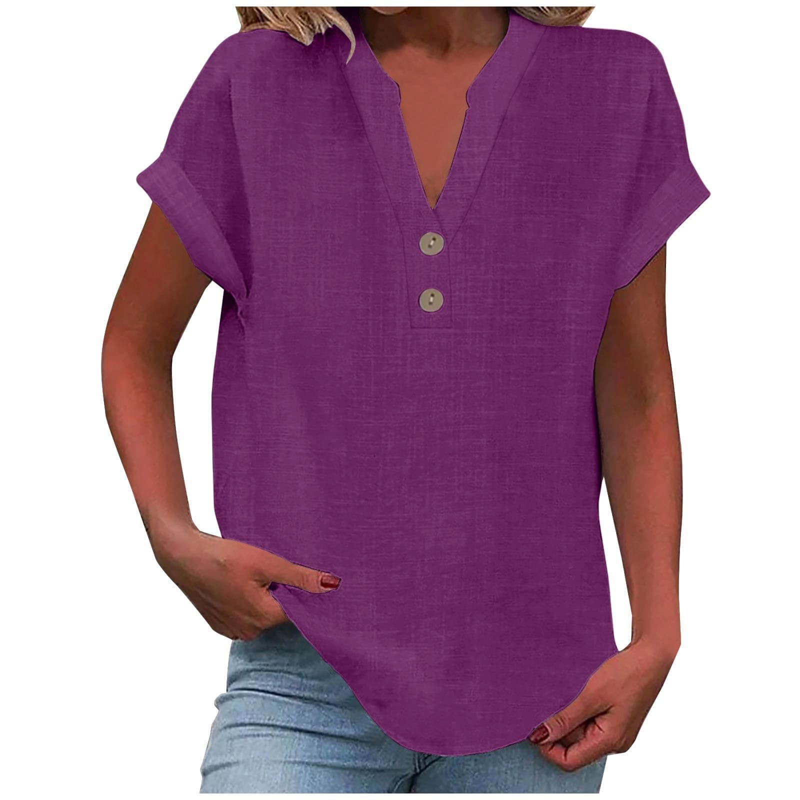 Lightweight Linen Shirts for Women Summer Casual Tops