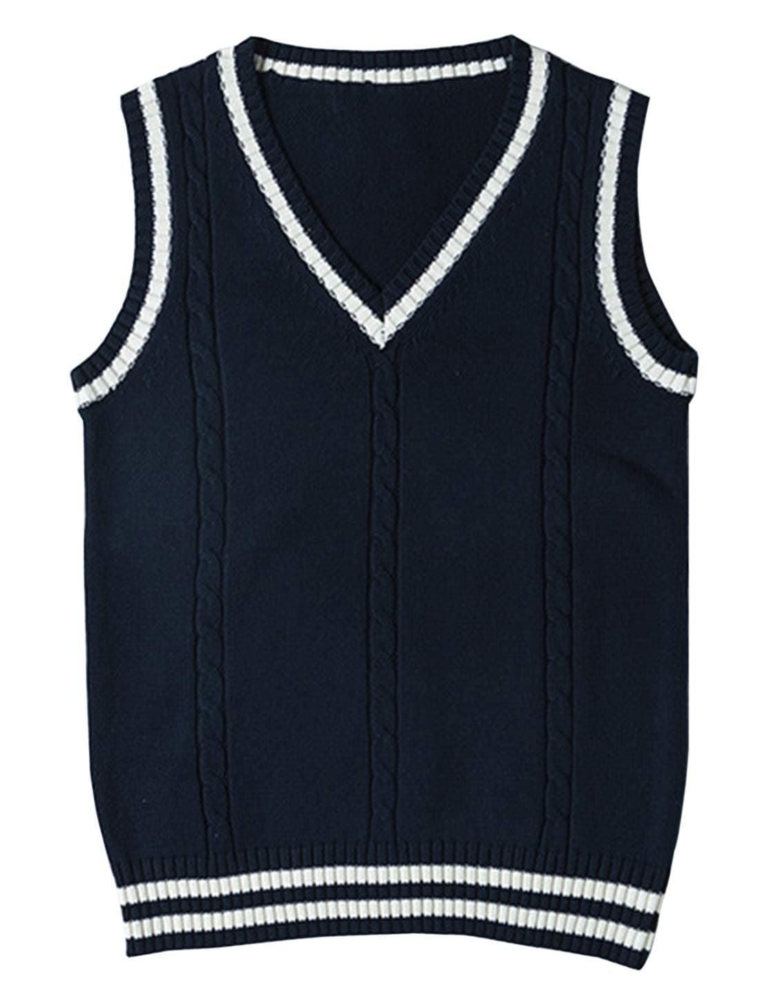 Locachy Women's Slim Fit V-Neck Sleeveless Cable Knit Sweater Vest