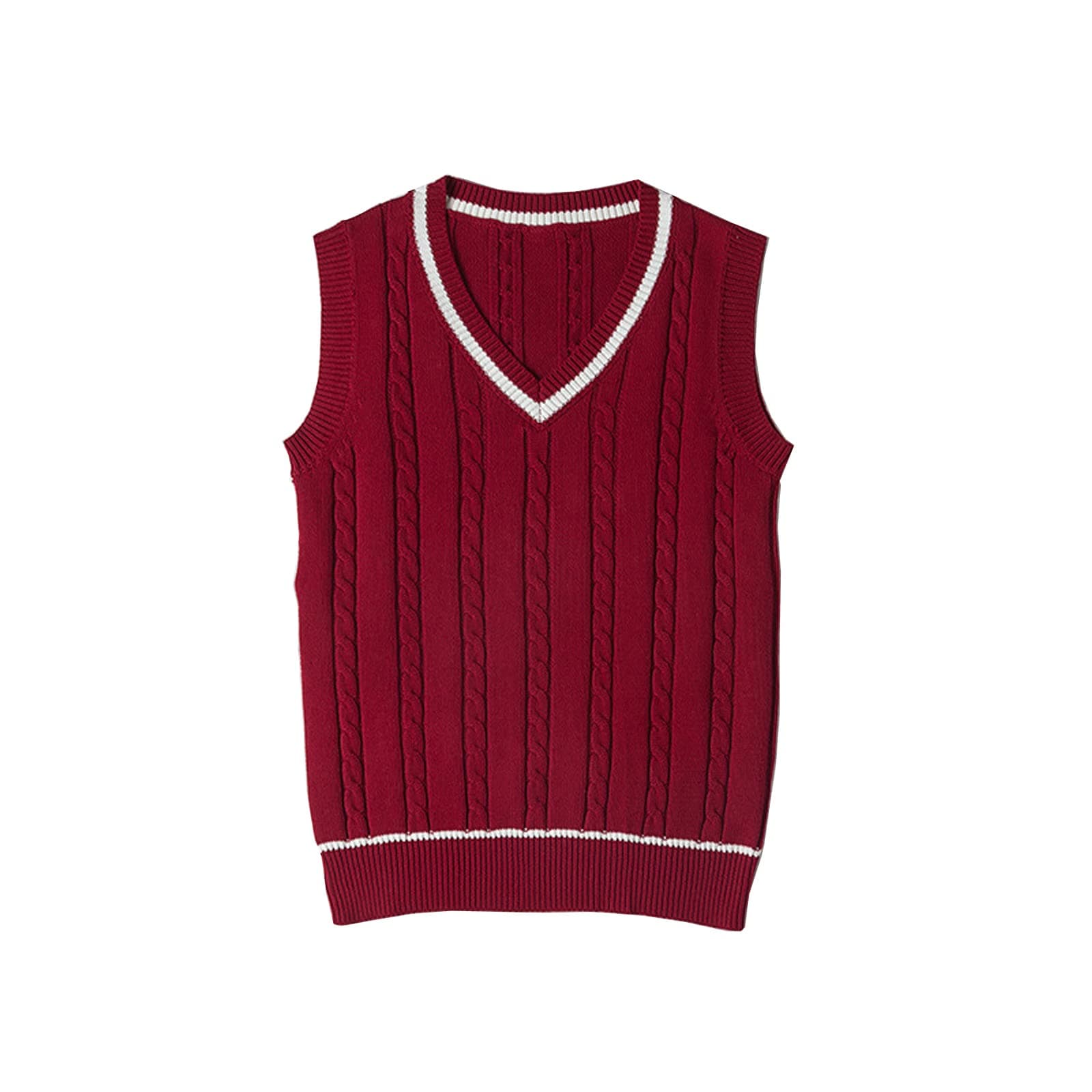 Blestirno Women's V-Neck Solid Color Sleeveless Sweater Vest