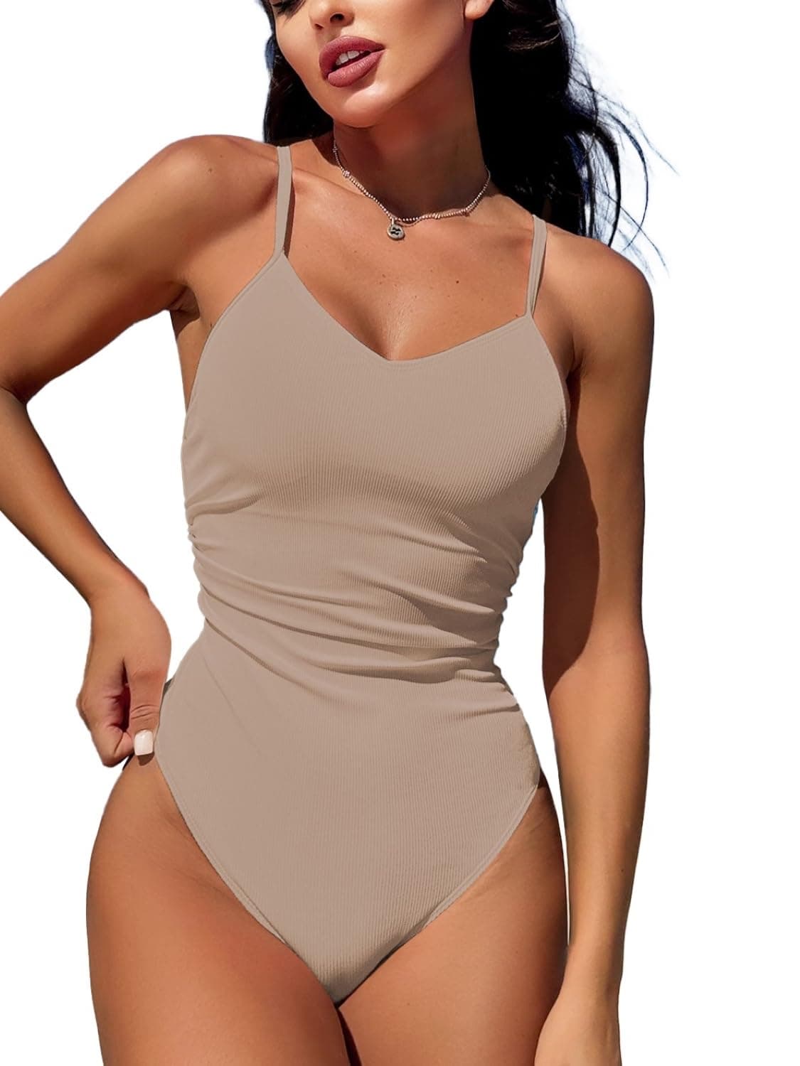 Swimall Women's Tummy-Control One Piece Swimsuit with O-Ring