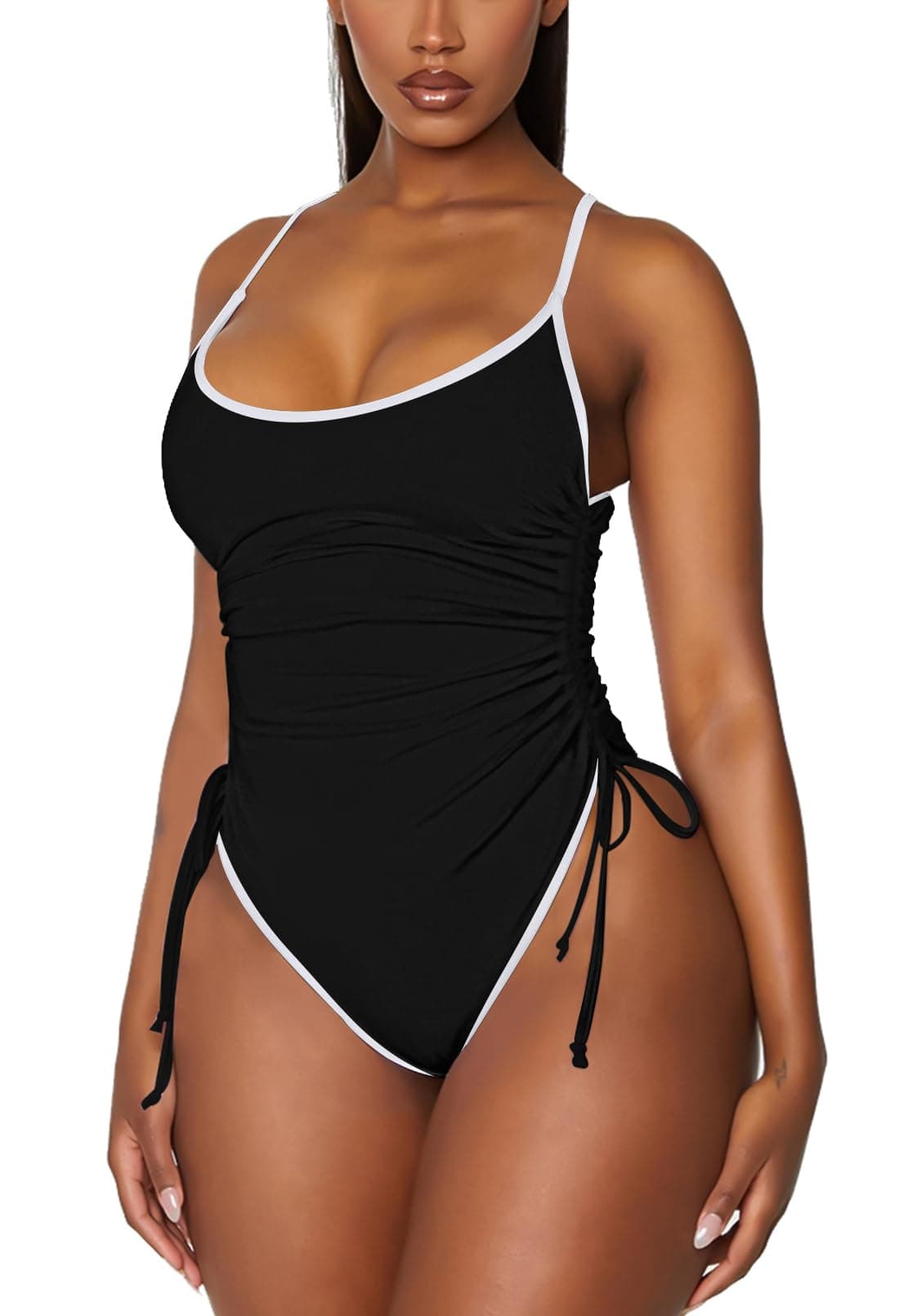 Viottiset Women's High Cut Ruched One Piece Swimsuit with Tummy Control