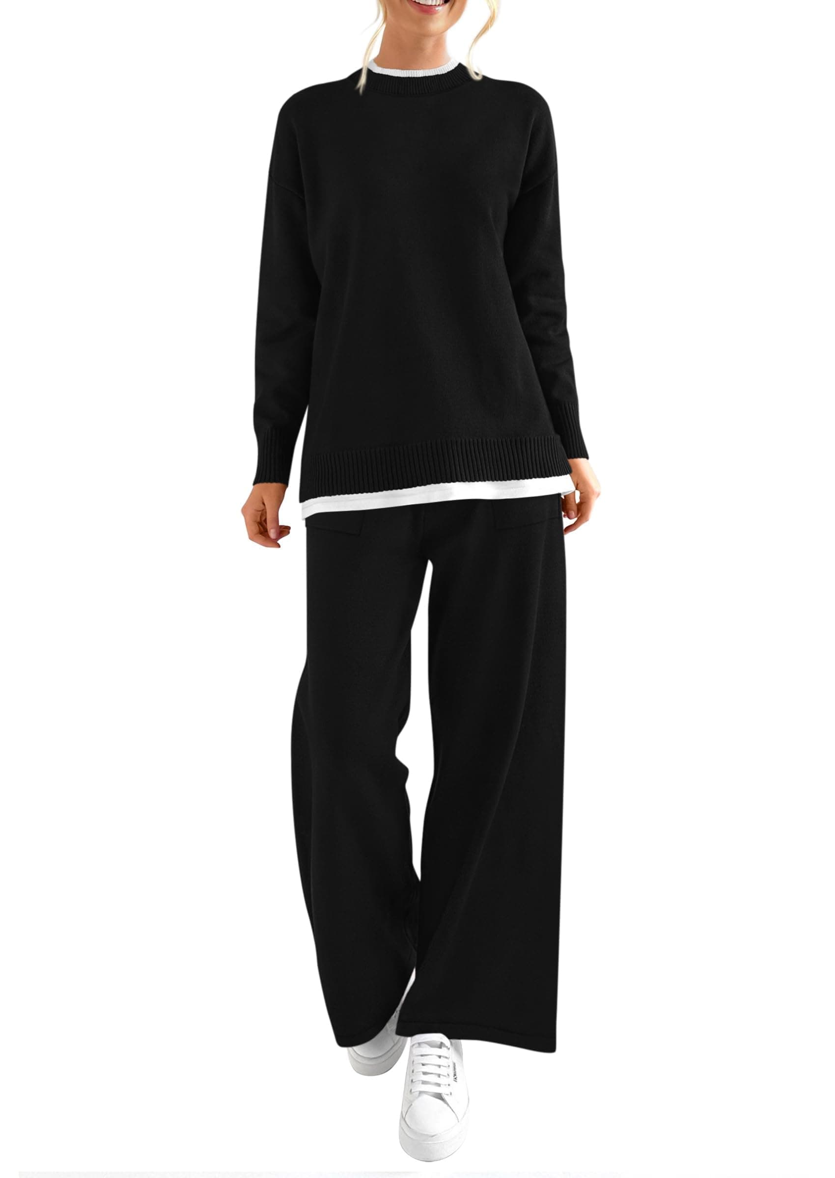 PRETTYGARDEN Women's Winter Matching Sweater & Trousers Knit Lounge Sets
