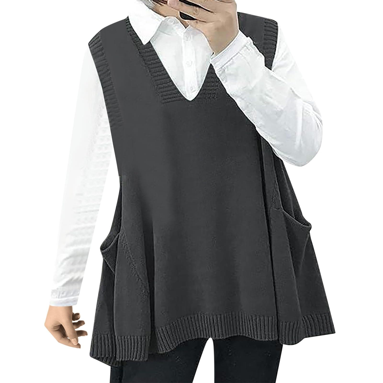 Cute Women's Oversized Casual Swing Vest with Pockets