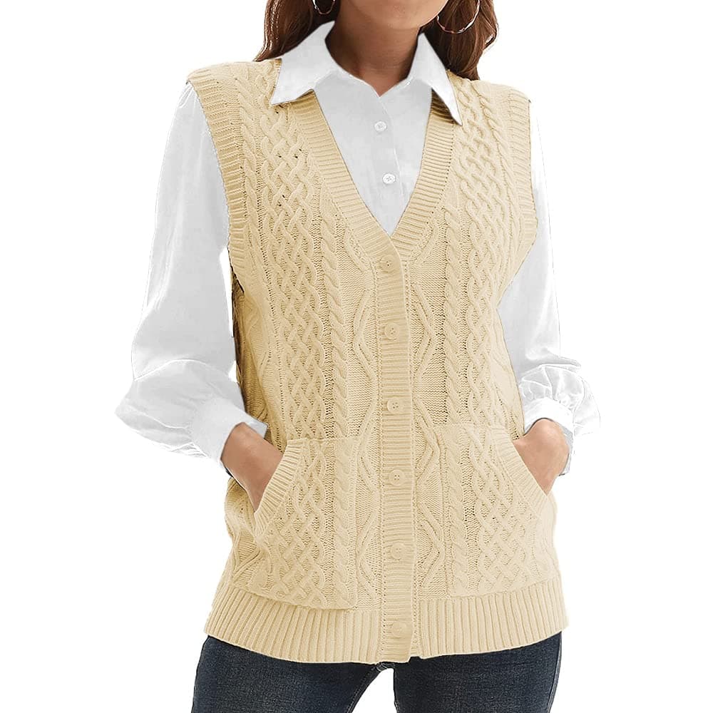 NIUBIA Women's V-Neck Knit Cardigan Sweater with Pocket