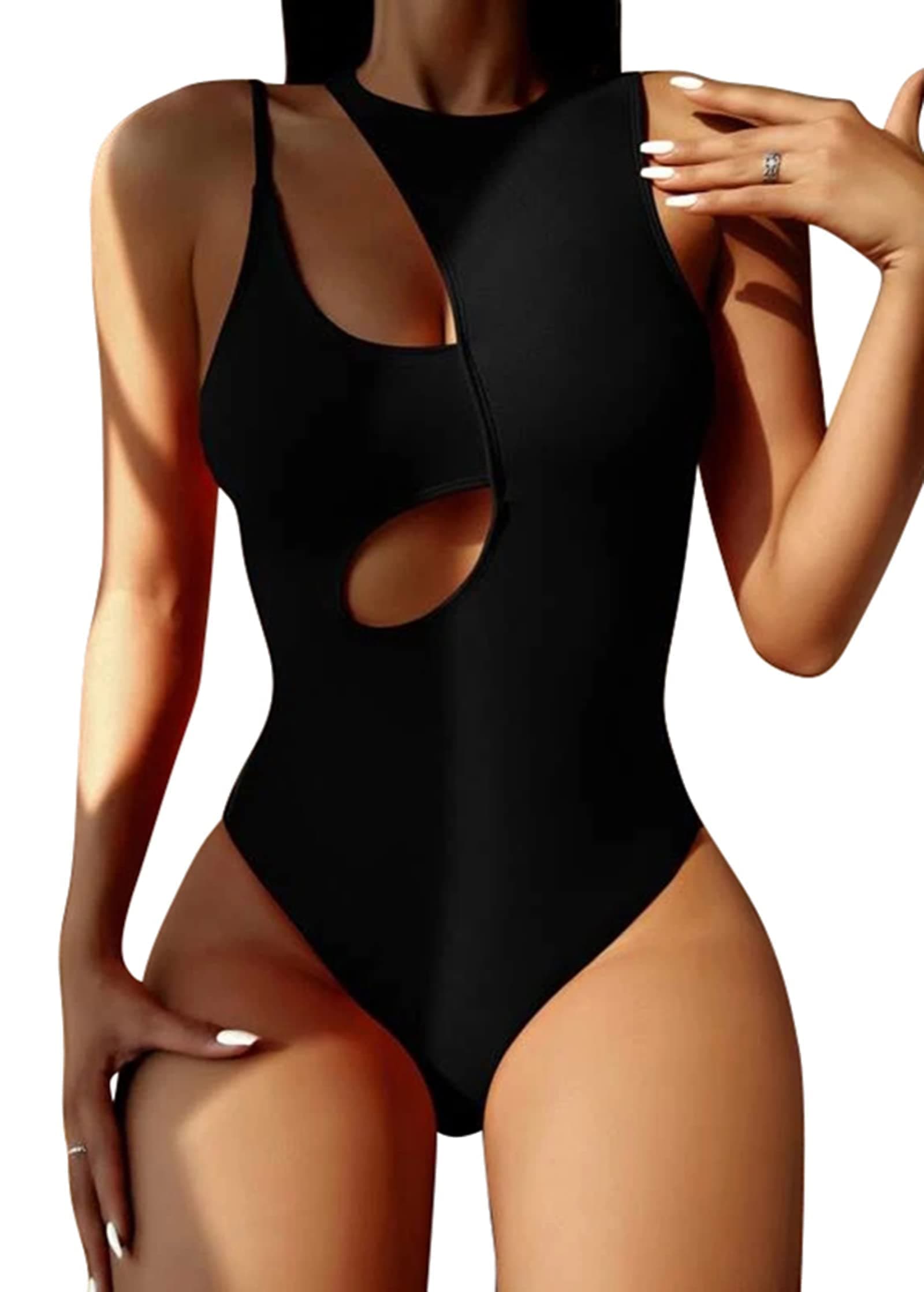 Hilinker Women's High Waisted Cutout Monikini Swimsuit