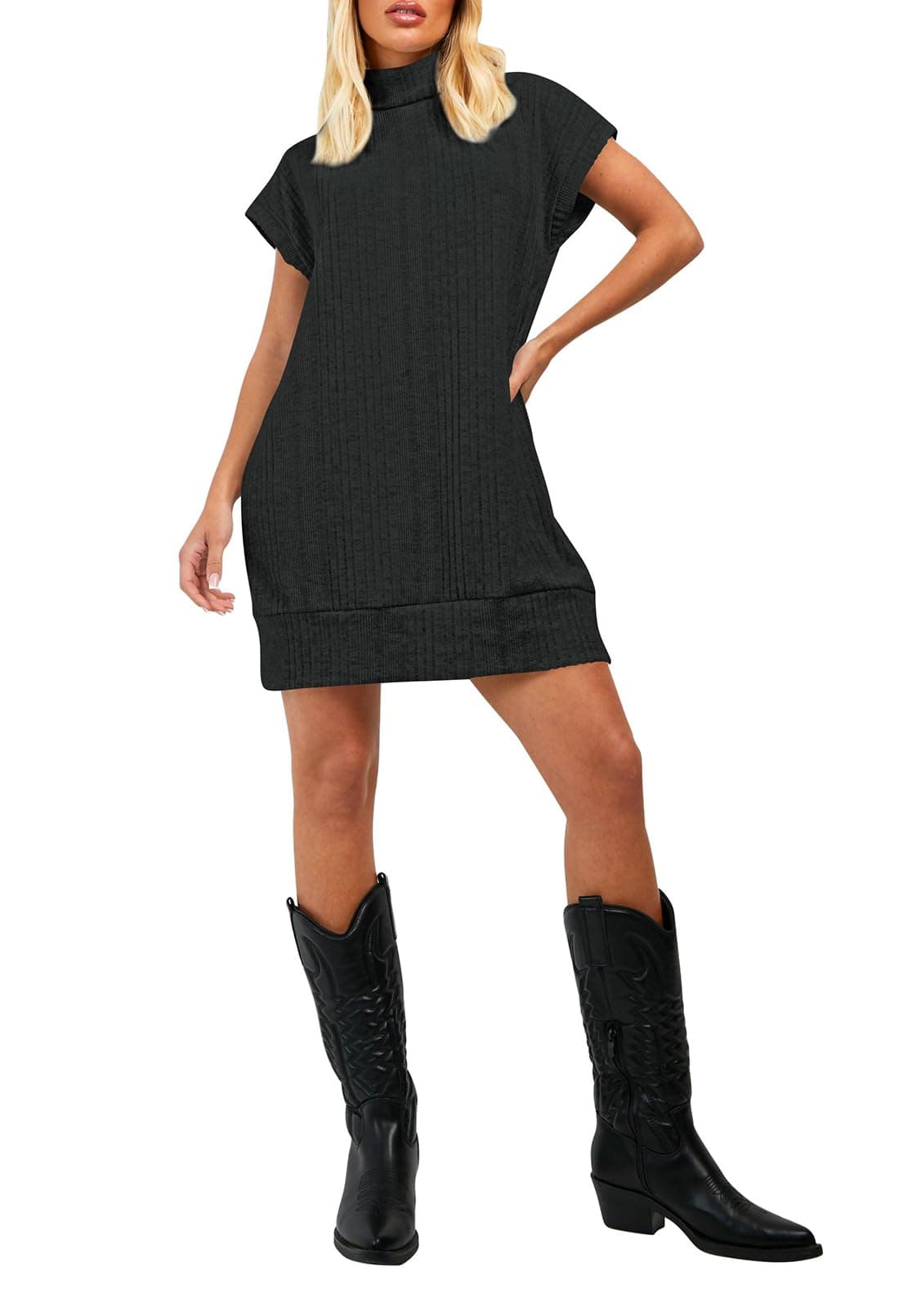 Women's Oversized Turtleneck Sweater Vest Dress