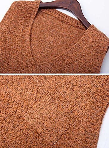 Futurino Women's Solid Color Low V Neck Knitted Sweater Vest Tops