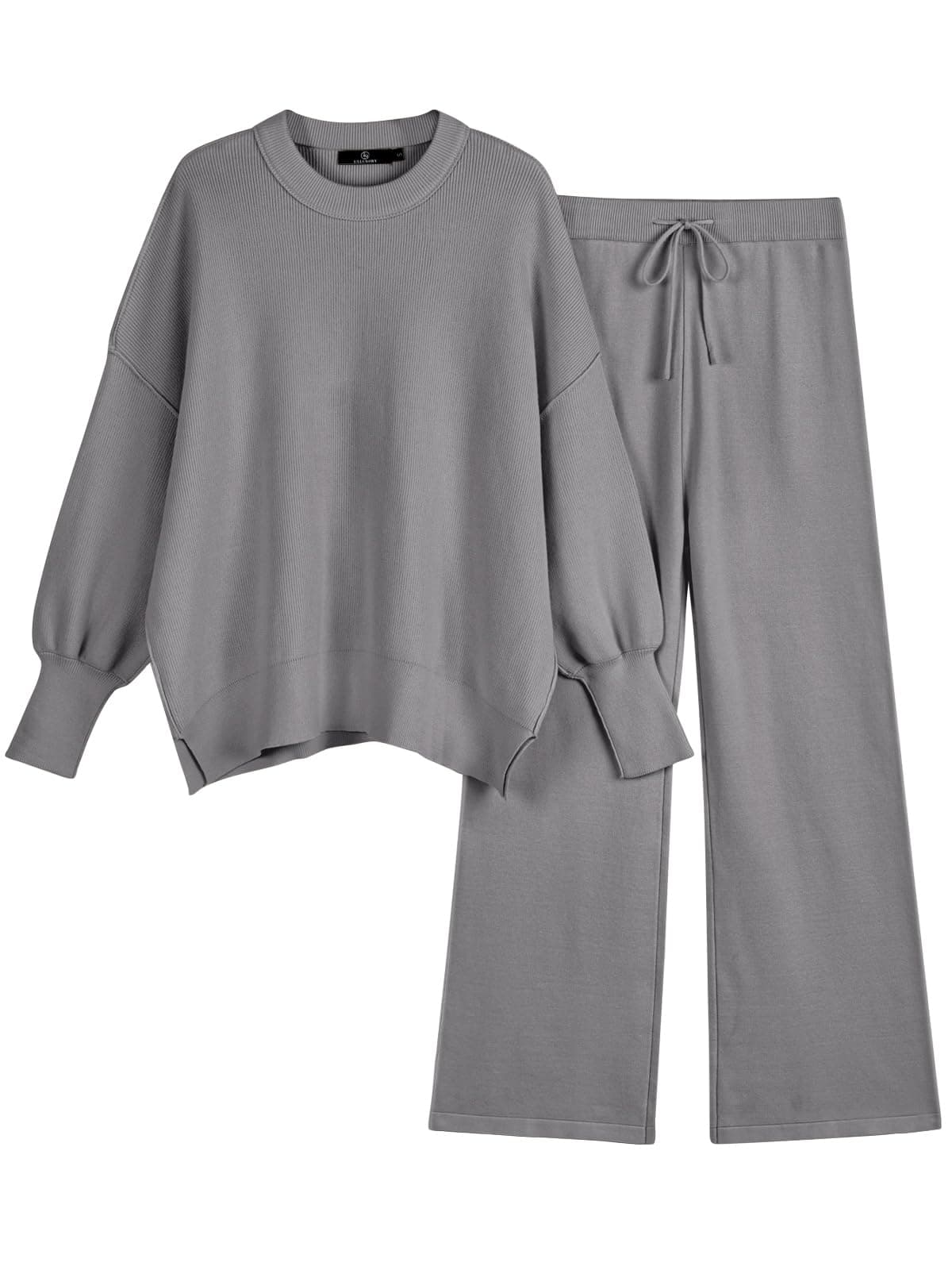 Oversized Knit Pullover and Wide Leg Pants Lounge Set for Women