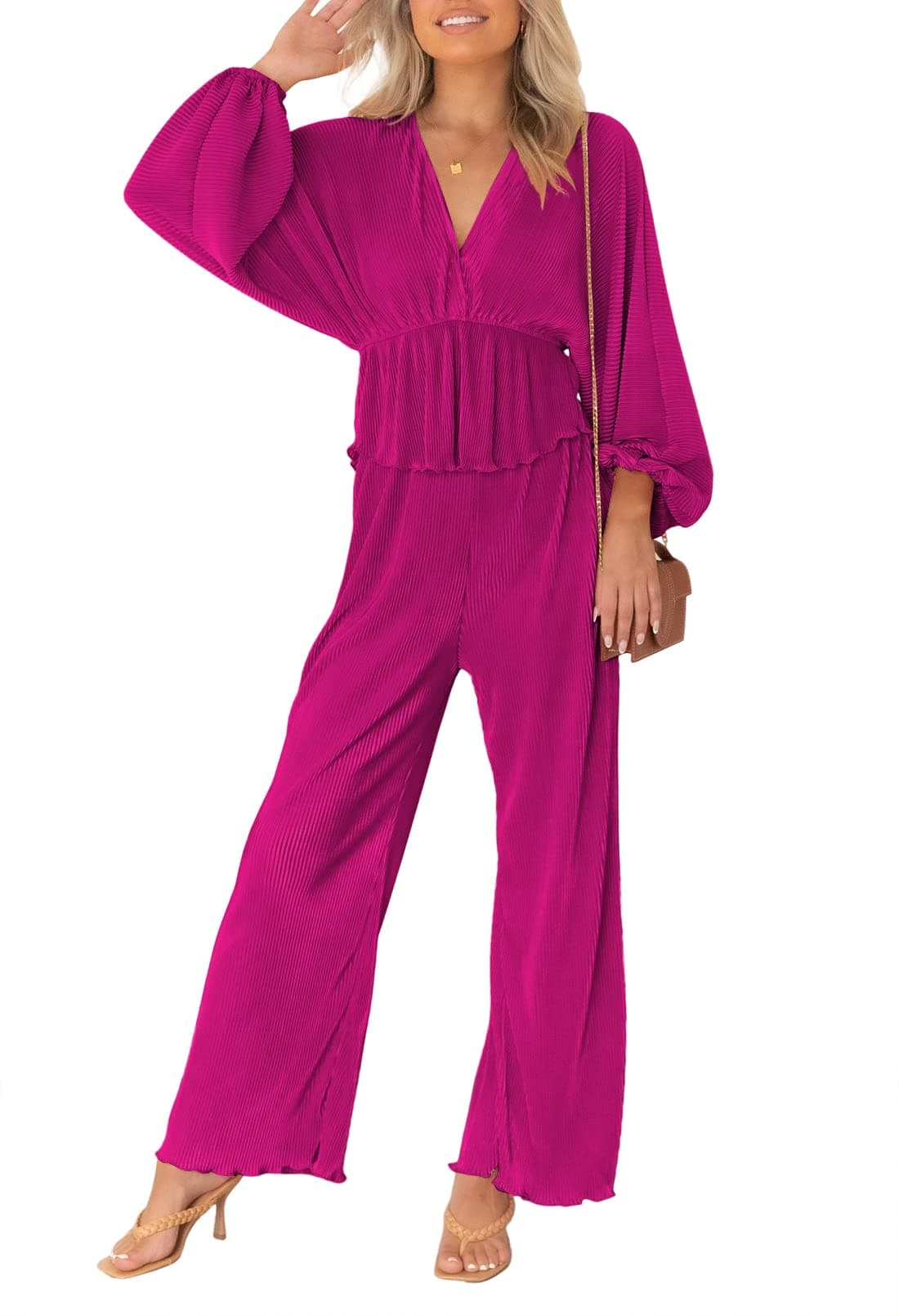 Viottiset Women's 2-Piece Pleated Loungewear Set