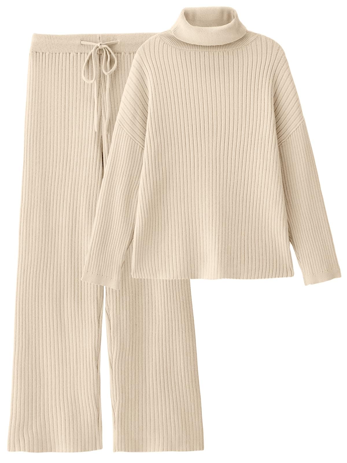 LILLUSORY Women's Cozy Turtleneck Sweater & Wide Leg Pants Set