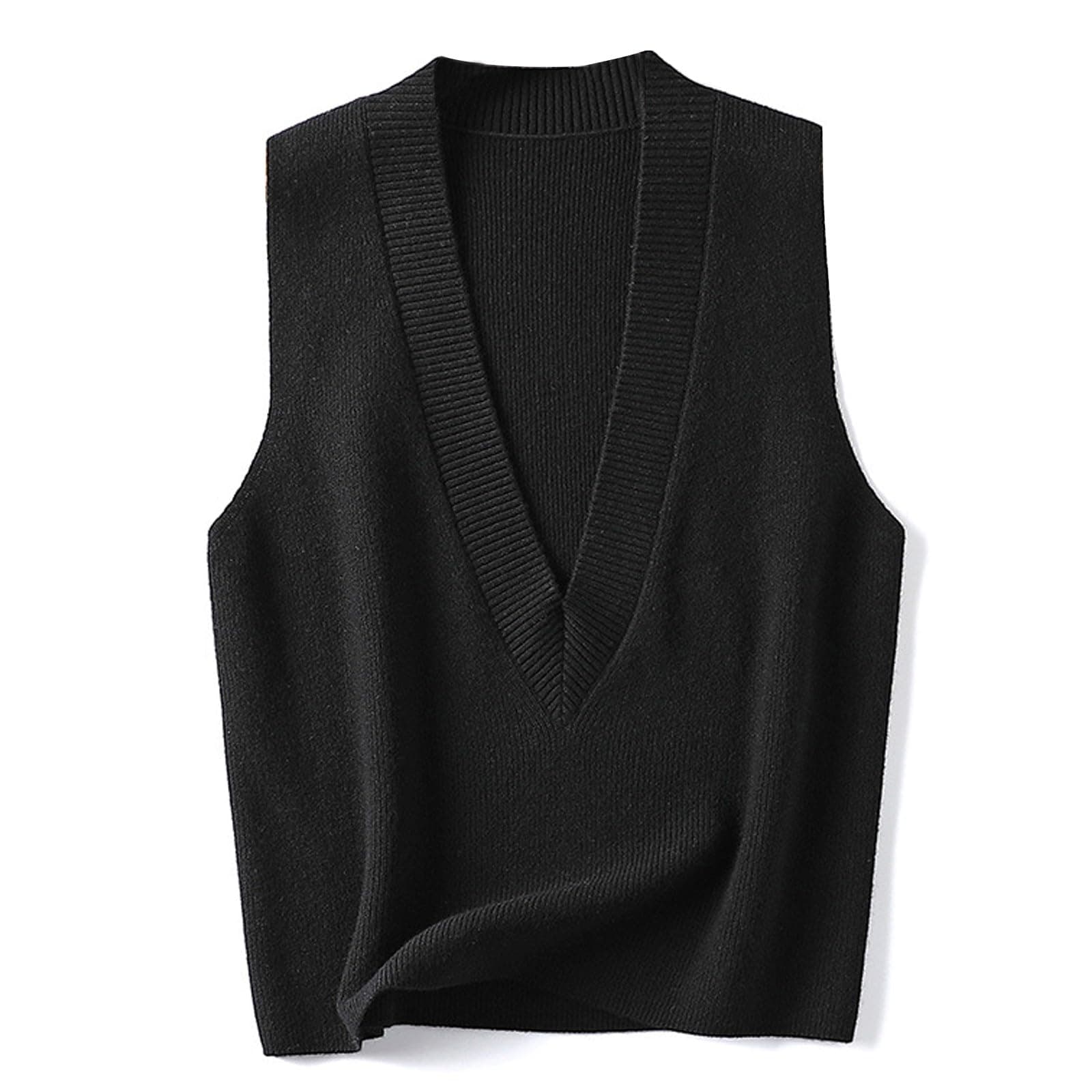Wowcarbazole Women's V-Neck Sleeveless Knitwear Trendy Fall 2024