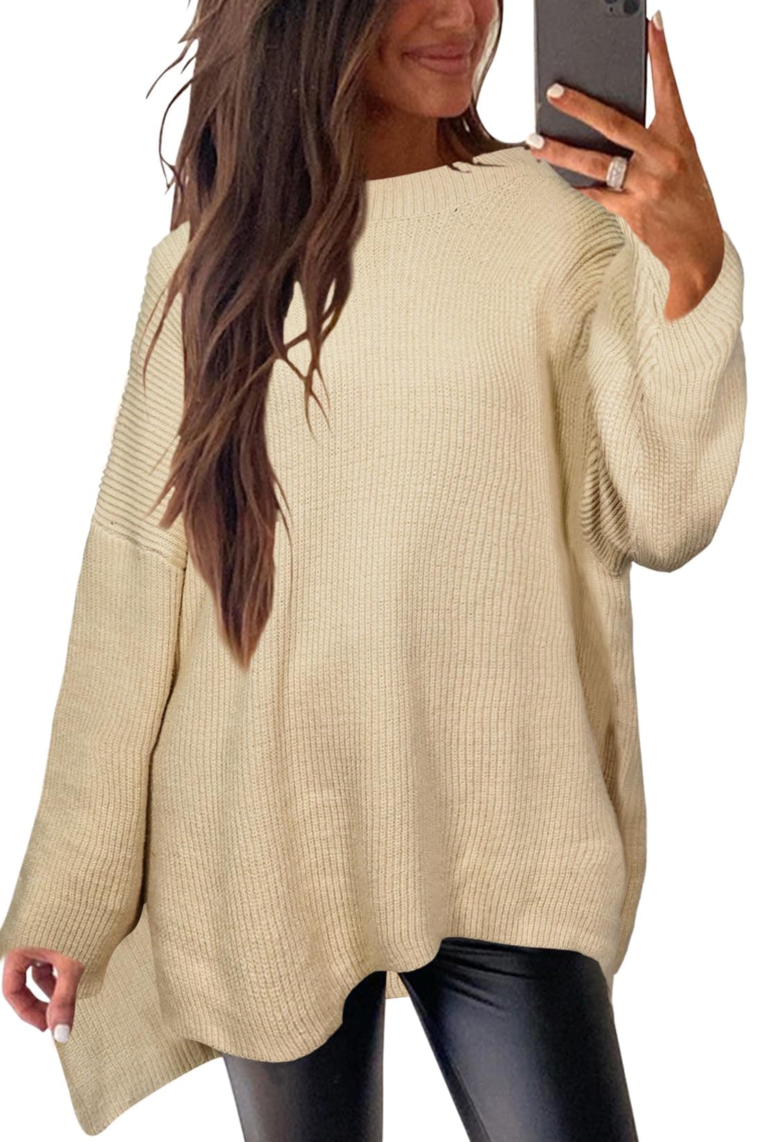 Zyyfly Women's Batwing Long Sleeve Oversized Sweater Tops