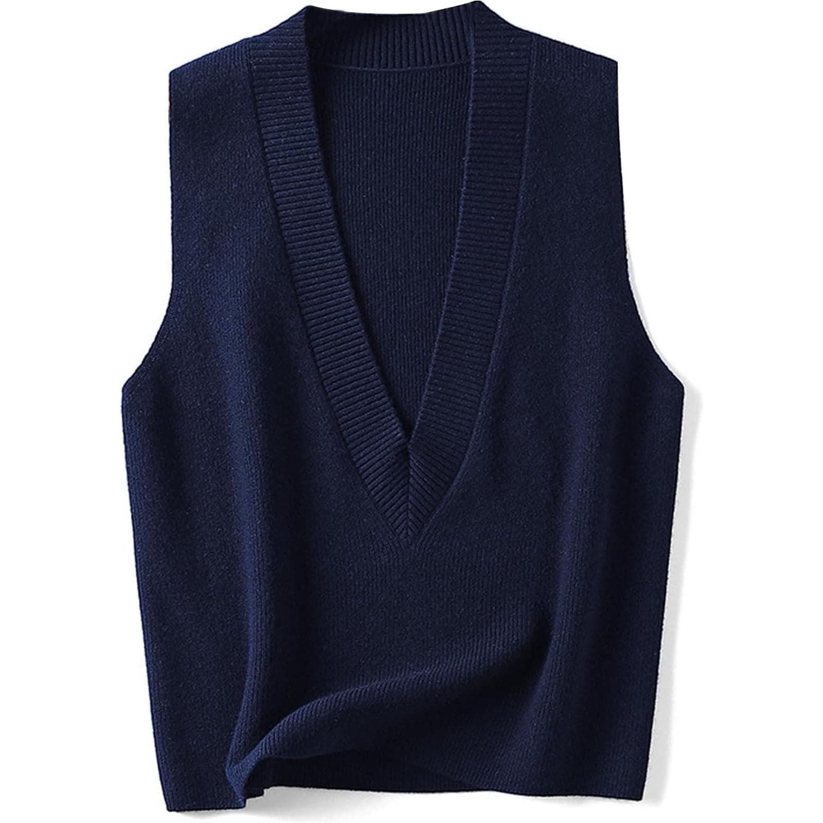 ZUEVI Women's V-Neck Crop Knit Sweater Vest Casual Trendy