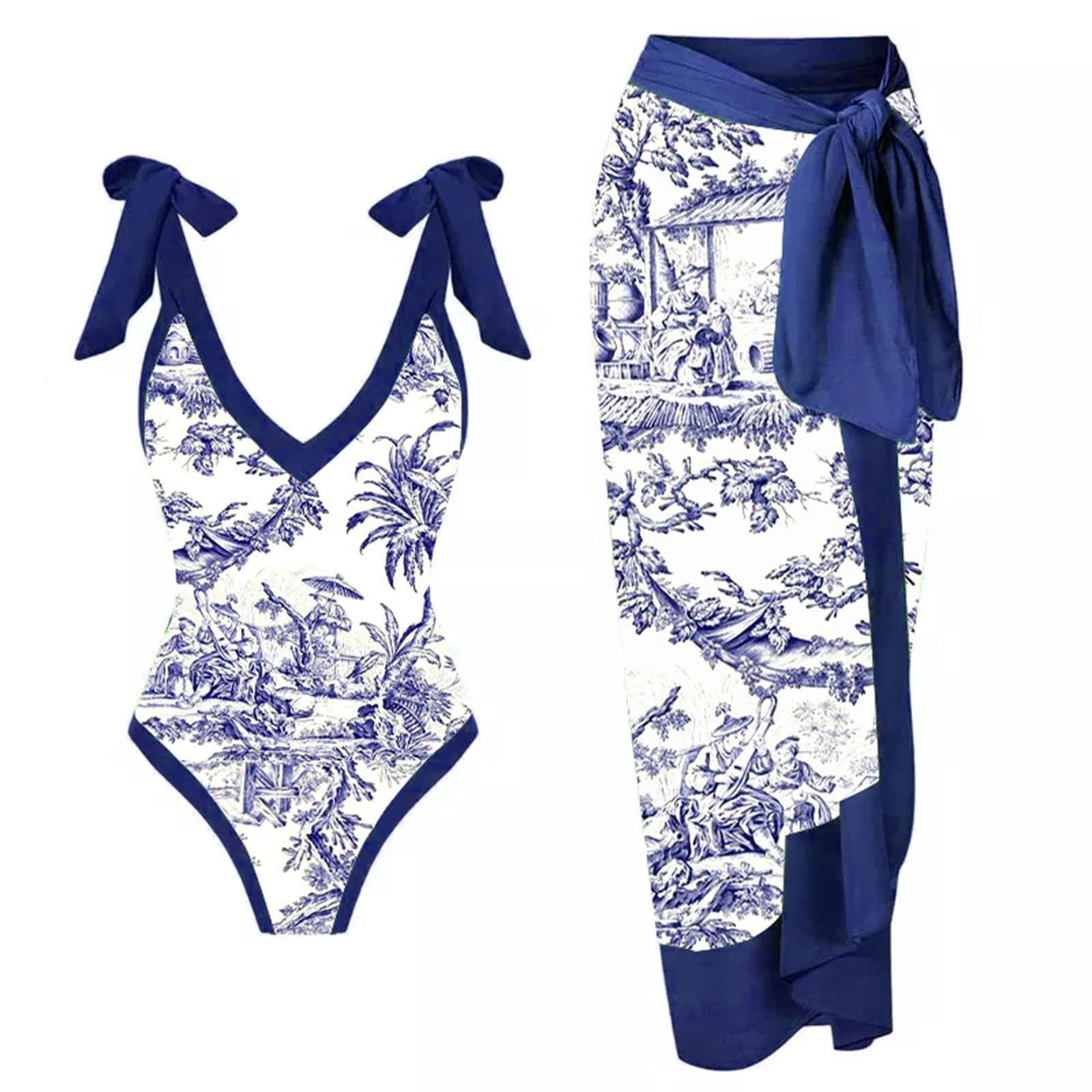 ZDRZK Retro Floral High Cut Push-Up Bikini Set with Matching Cover-Up