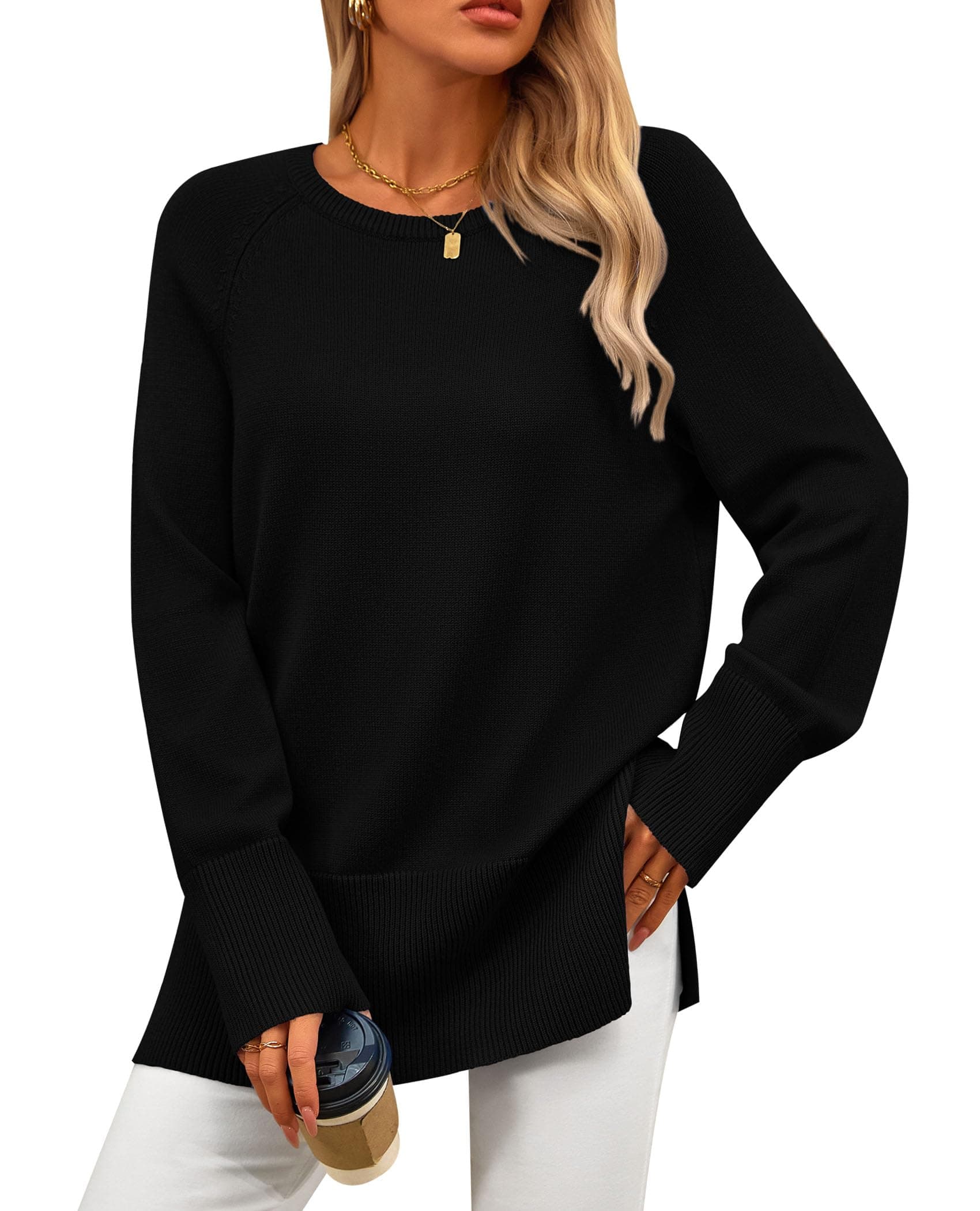 PRETTYGARDEN Women's Knit Long Sleeve Pullover Tunic Sweater