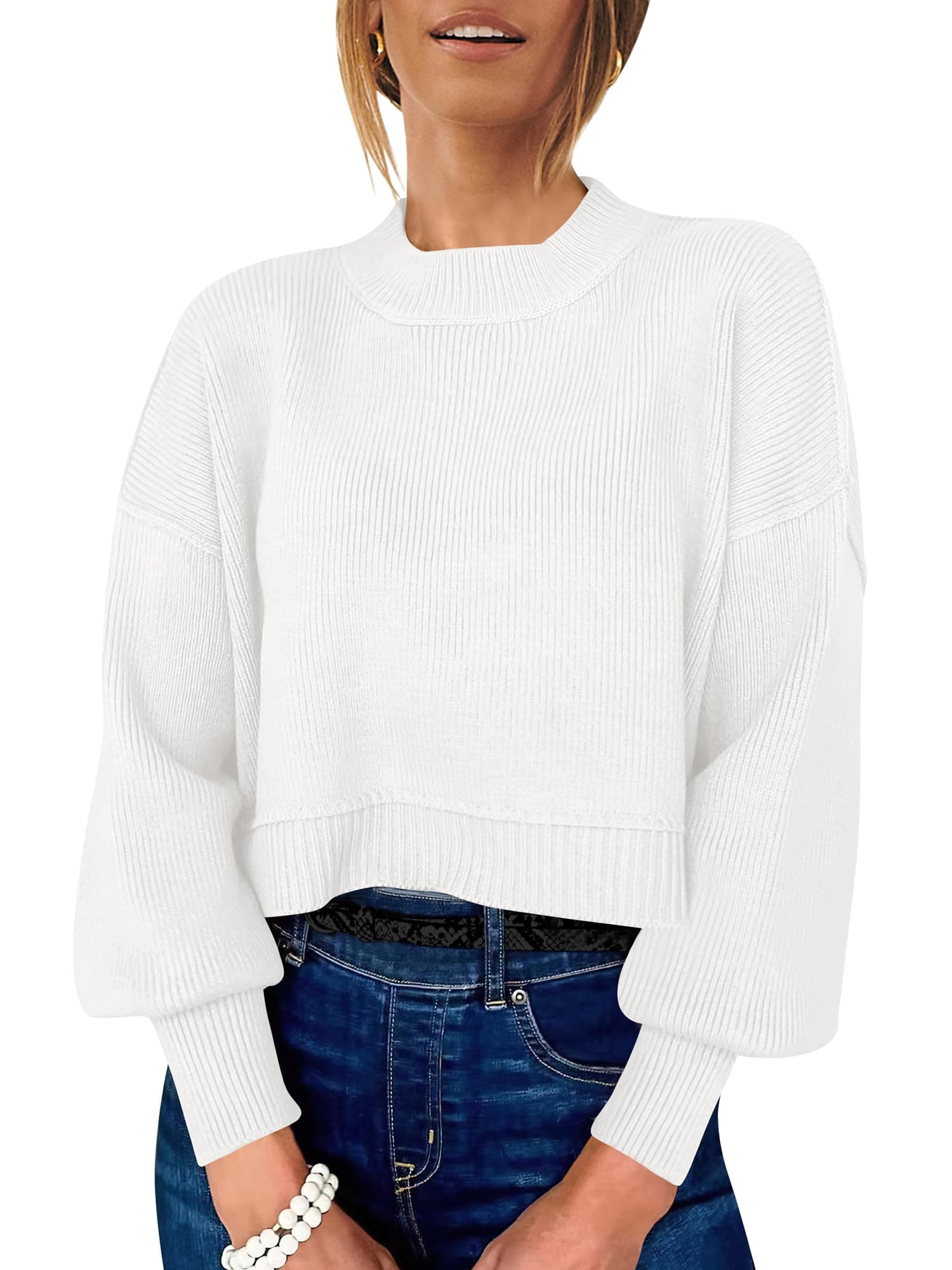 Womens Oversized Crop Sweater for Fall 2024