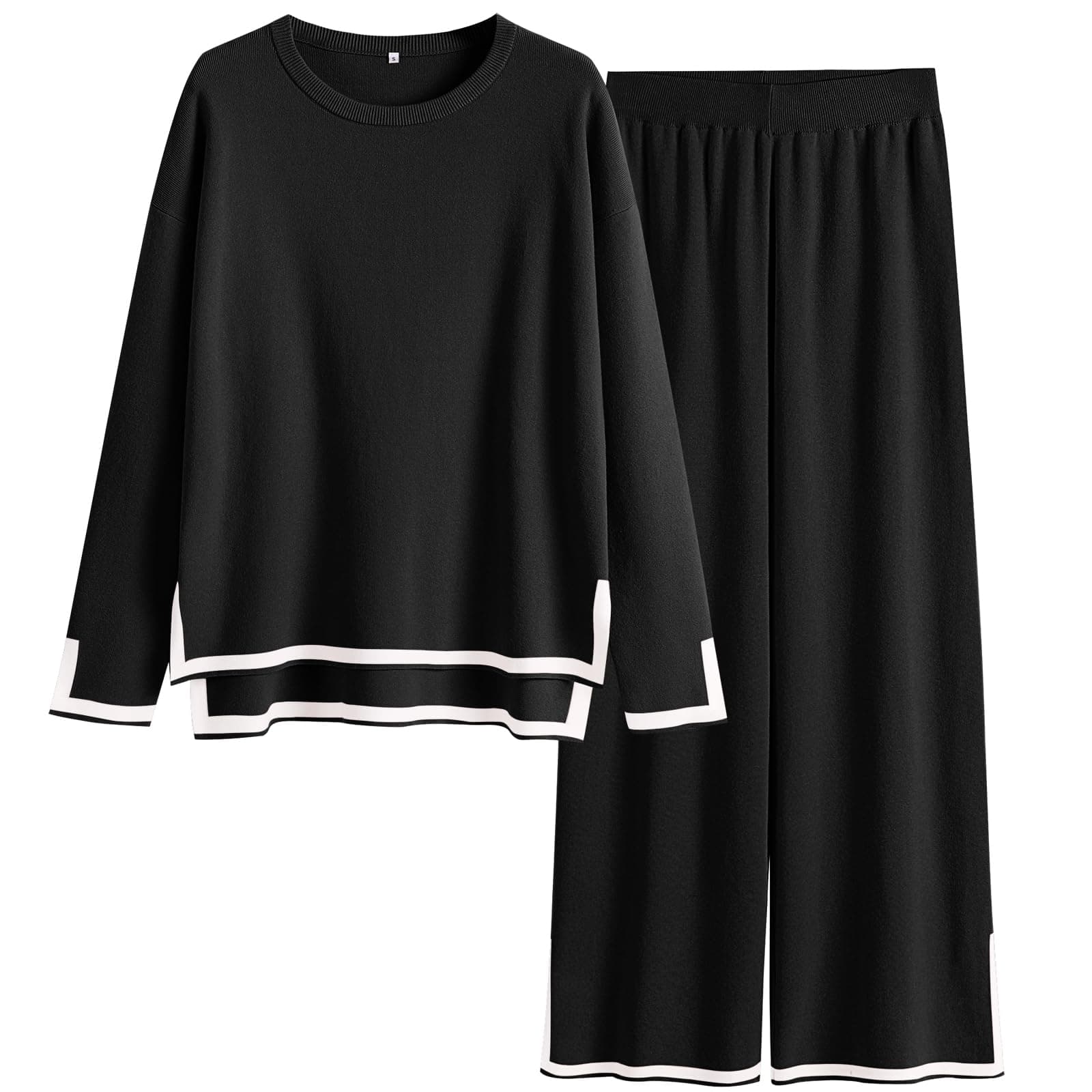 ANRABESS Women's Knit Sweater Top & Wide Leg Pants Matching Sweatset