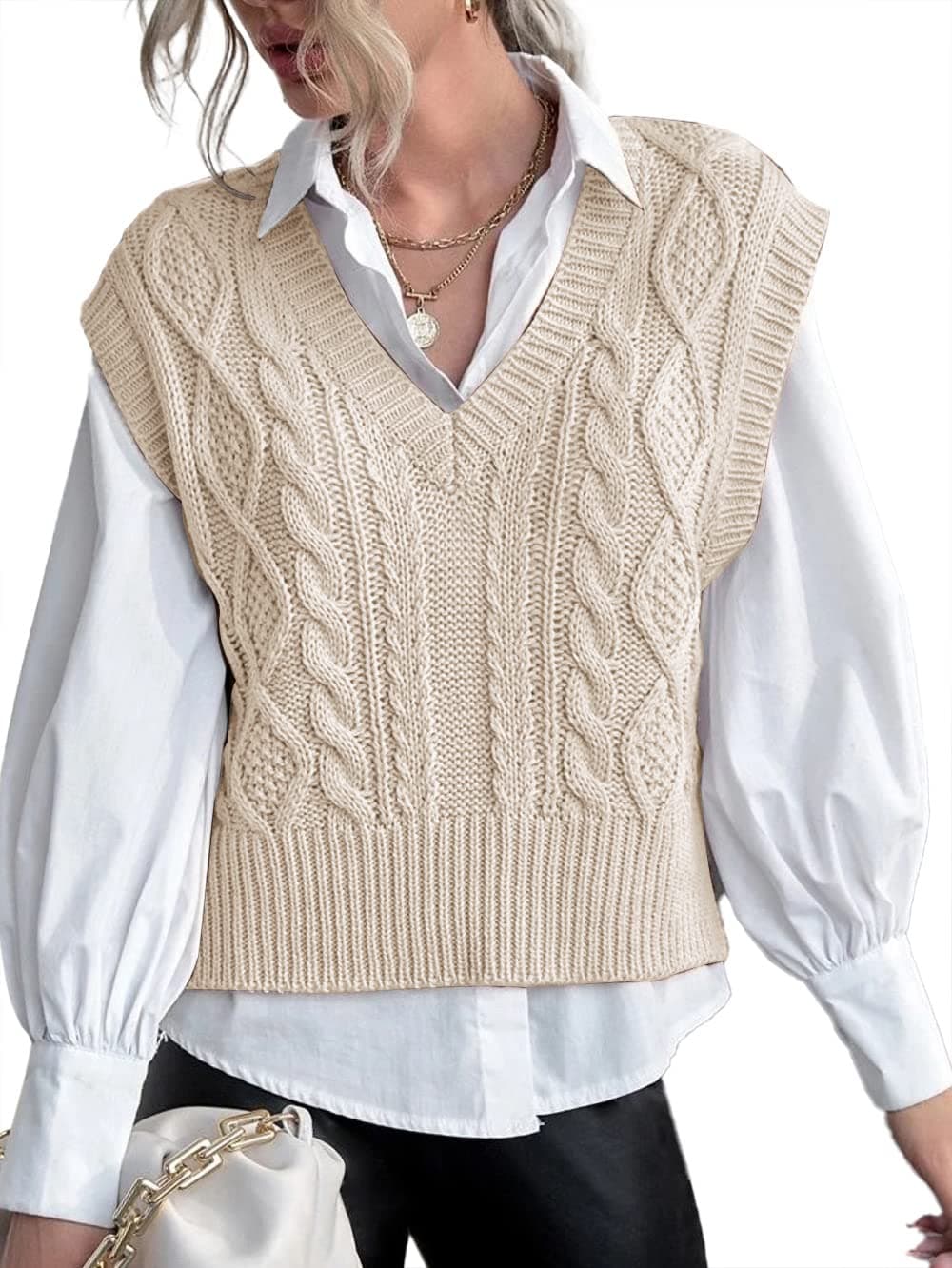 Jumppmile Women's V-Neck Sleeveless Pullover Crop Sweater Vest