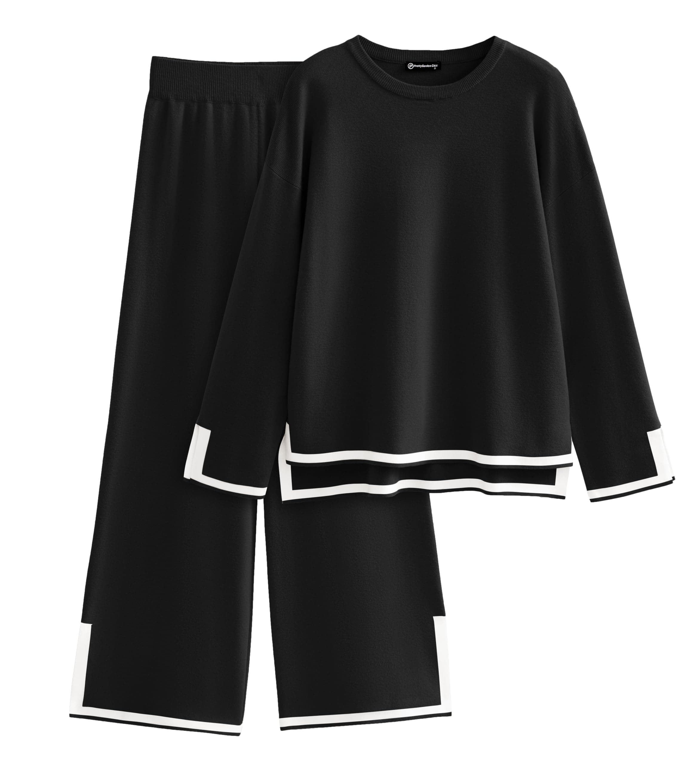 PRETTYGARDEN Women's Long Sleeve Knit Sweater Set & Wide Leg Pants Outfit