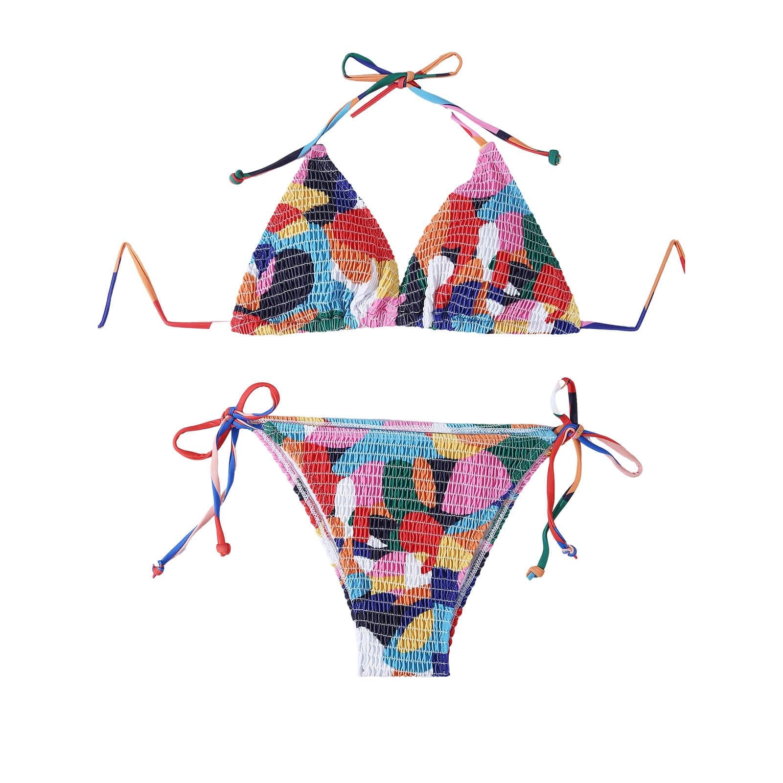 Plus Size Women's Sparkle Tie-Thong High-Waisted Swimwear