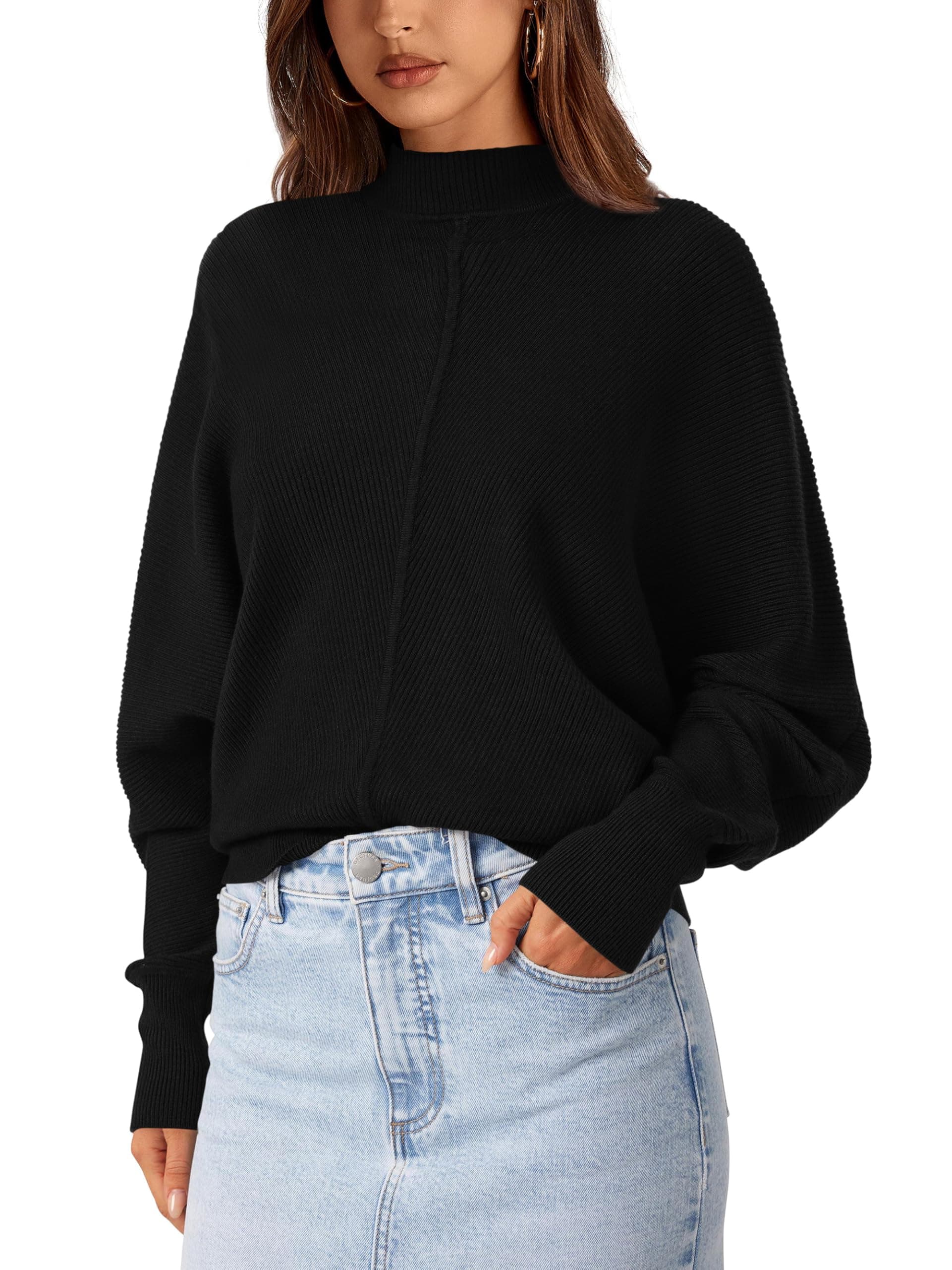 PRETTYGARDEN Fall 2024 Oversized Mock Neck Sweaters for Women